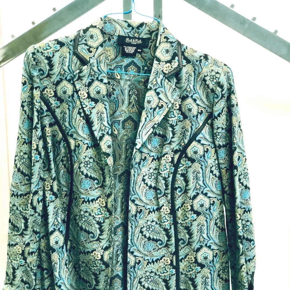 Tapestry Jacket with leather trim